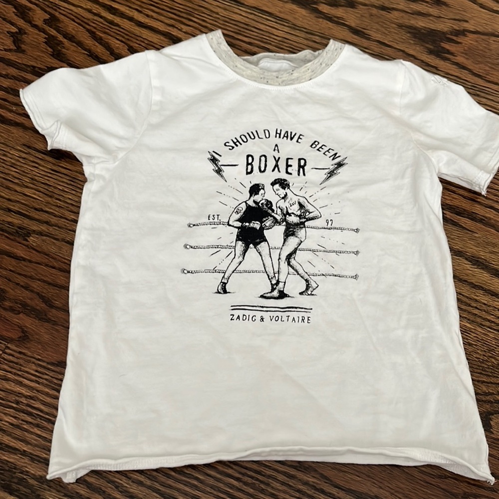 Zadig & Voltaire 5/6 6T short sleeve boxer t shirt white